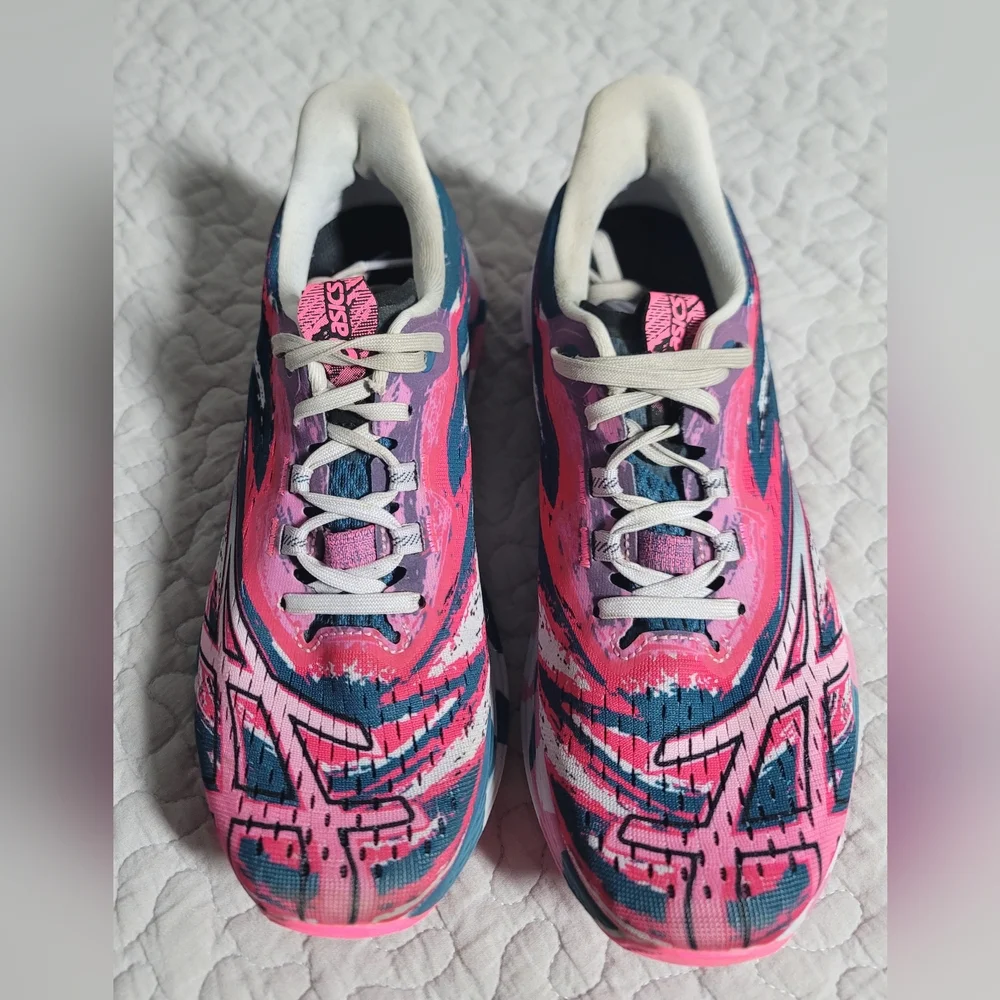 Asics Pink Blue White Racing Running Shoes
